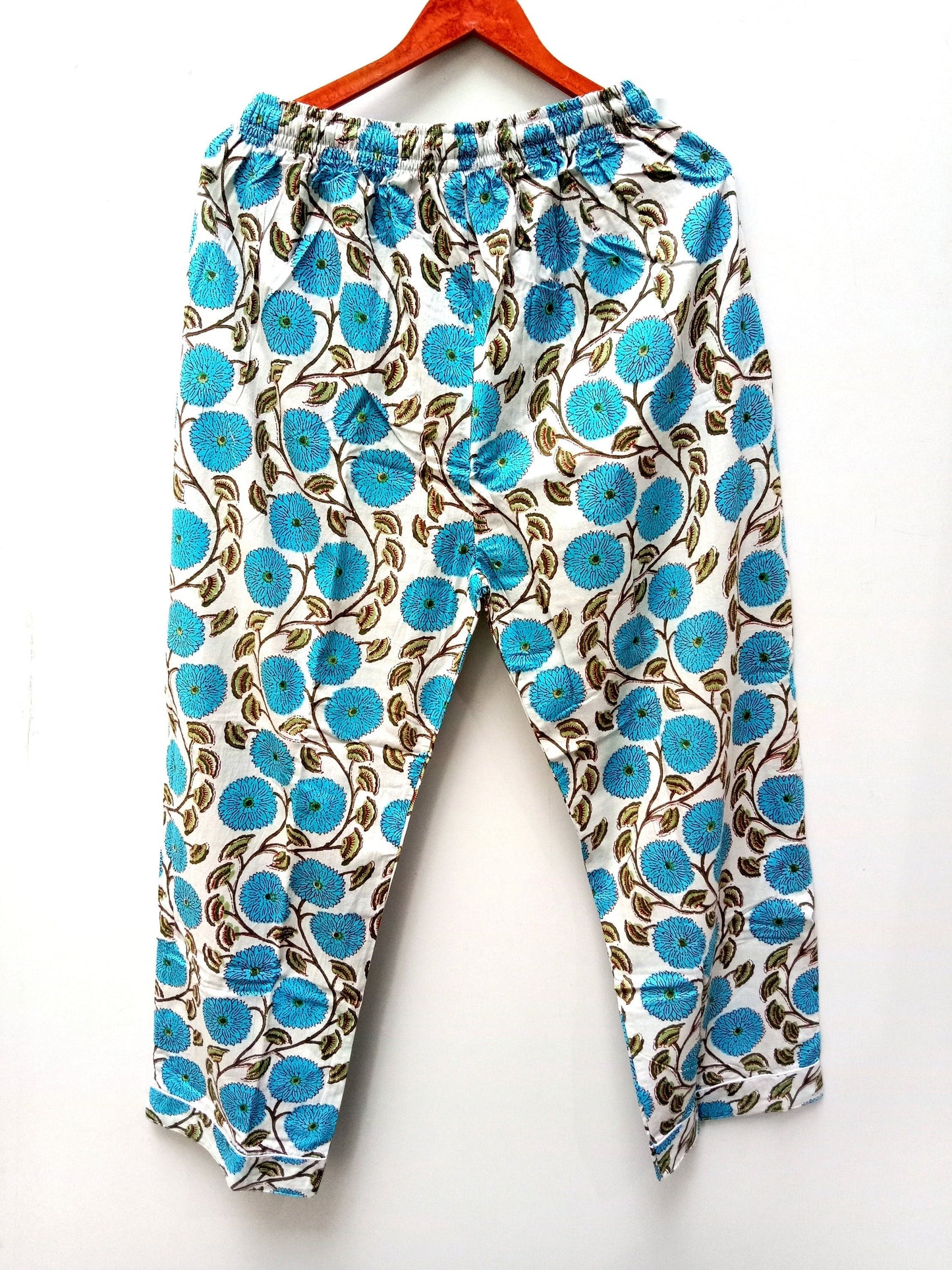 Hand Block Print Pajamas, Floral Pure Cotton Pj's, Pajamas Set ,Indian Cotton,Night Wear, Soft Cotton Night Suit,Gift for her,Bridesmaid Pj