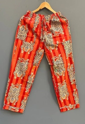 Tiger Print Pajama Set, Cotton Pj's, Night Wear, Soft Cotton Night Suit, Gift for her, Summer Pj Set, Bridesmaid Pj sets